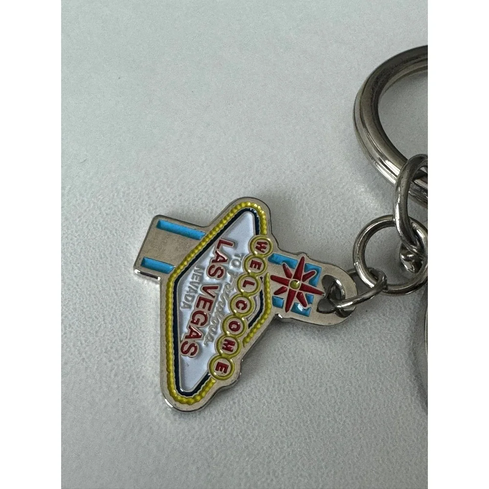 Swibco Las Vegas Keychain Initial S Green Glitter Souvenir Metal Key Ring 02734‎